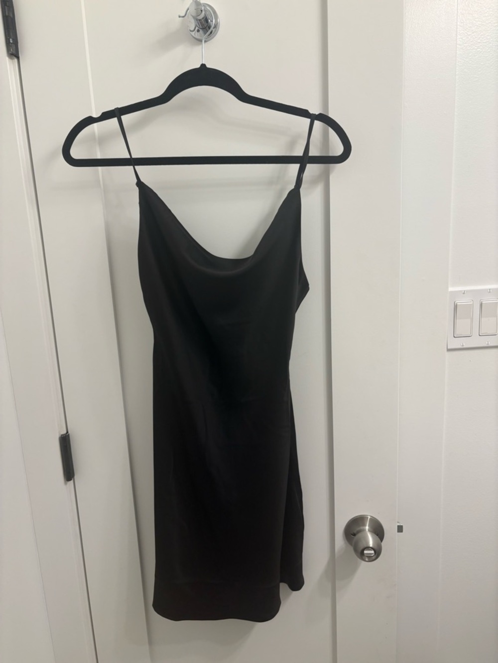 Urban Outfitters Black Satin Cowl Slip Mini Dress